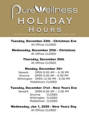 * Revised / Updated Holiday Hours!!