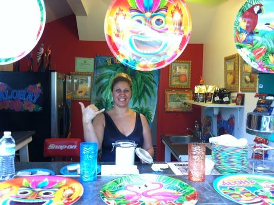 Nathalie at the Shave Ice store