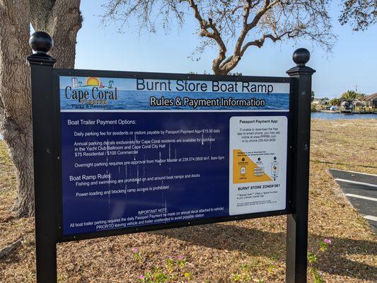 Rules at Burnt Store Boat Ramp, Cape Coral