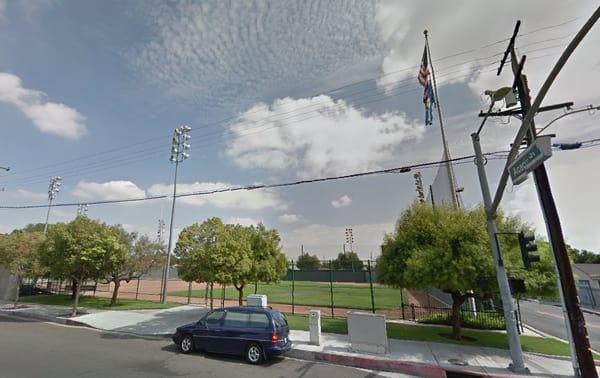 View of the Baseball Diamond from Wilcox Avenue at Acacia