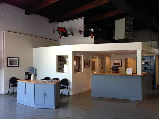 Recently renovated service desk and waiting area.