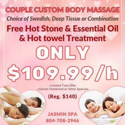 Couple Custom Body Massage ONLY $109.99/h