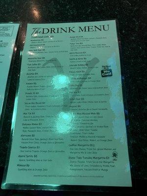 Drink menu