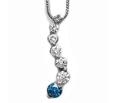 14k white gold diamond #journey pendant.  Blue diamond at the end of the journey!