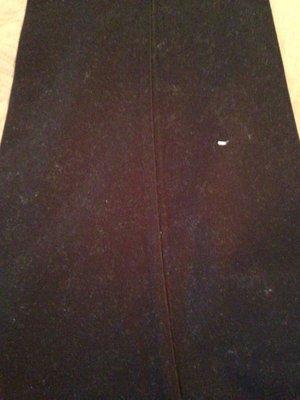 Lint/pet hair on black dress pants (photo of inseam)