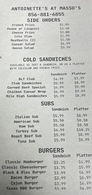 sides/subs/burgers