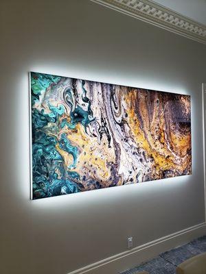 Backlit illuminated Glass Wall Art Feature