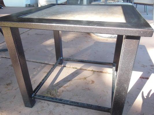 steel patio table, powder coated