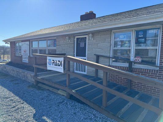 Dive shop front entrance.