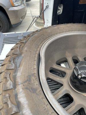 Damage wheel from hitting debris on freeway!