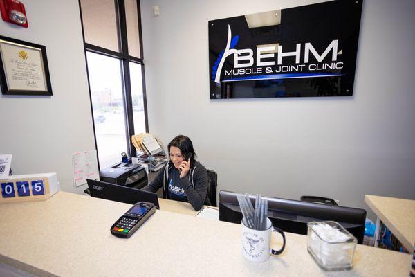 chiropractic office front desk reception