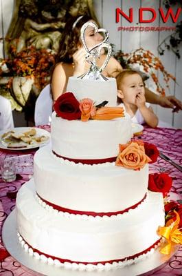 I captured the top of the cake (the heart) so it matched up with the Brides face.