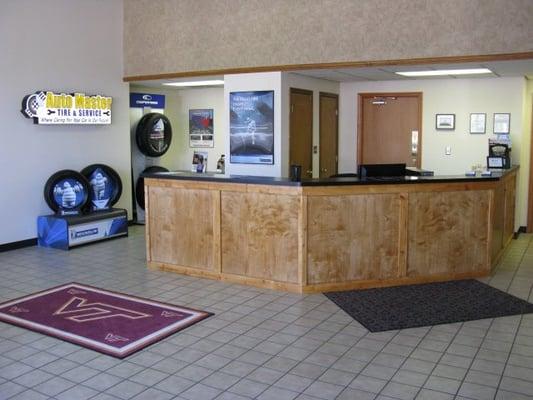 Service Desk and tire showroom