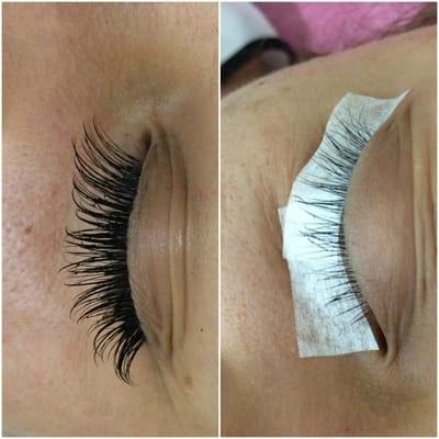 Before and after of my gorgeous lashes! Wanted them long and natural & that's exactly what I got.