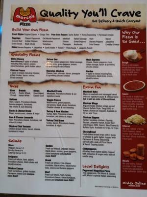 Menus may vary between locations but this one appears to be the same as the National website.