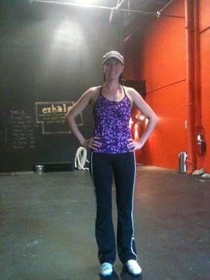 Marissa getting ready to teach spin class!