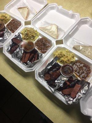 Delicious "Barbecue Links" , potato salad, signature Baked beans/bread... POPULAR REQUEST