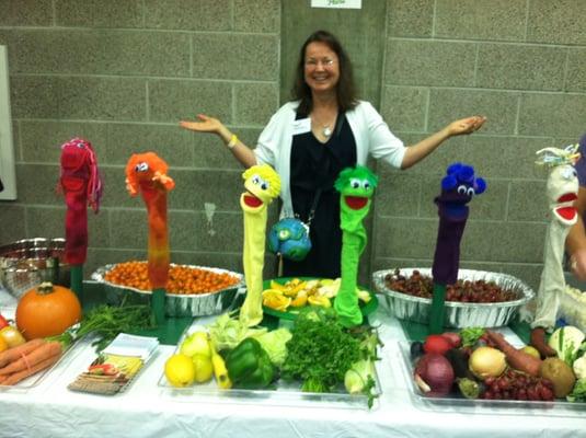 Speaking at Portland VegFest. Look at these delightful rainbow foods!