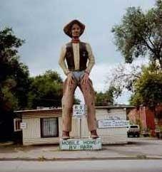 This Cowboy stands watch over the entrance to Rustic Ranch.