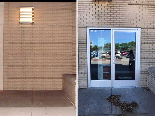 Brick removed for door install @ First colony mall in Sugarland, TX