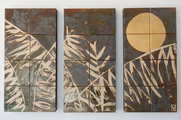 Liz Marks creates beautiful ceramic wall hangings.