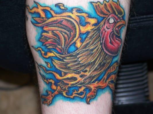 flaming rooster by joe