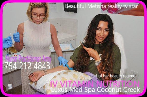 REALITY TV STAR  METISHA  LOVES IV VITAMIN TREATMENT FOUNTAIN OF YOUTH . FILLED WITH  VITALITY !!!