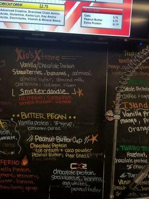 Smoothie bar menu