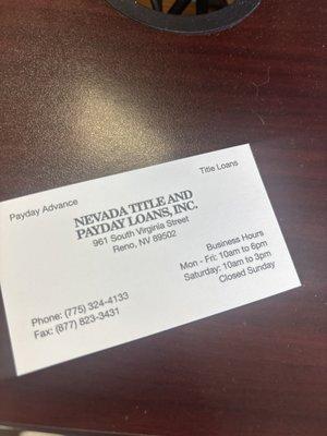 Nevada Title And Payday Loans, Inc.