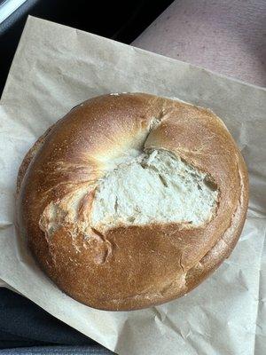 Plain bagel with cinnamon and sugar cream cheese