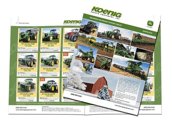 12-page equipment and product support catalog for local AG dealer. Print and mailed over 7500; researched and purchased mailing list.