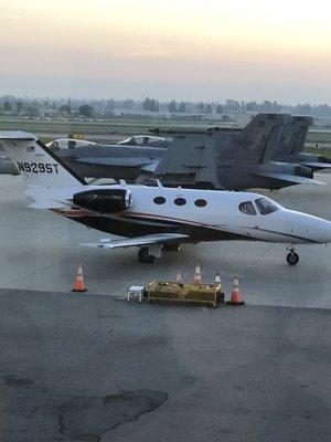 The two extremes in jets. Bakersfield Jet Center.