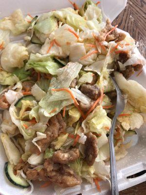 Soggy Chinese chicken salad with thousand island dressing