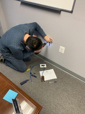 Installing ethernet jacks in rooms