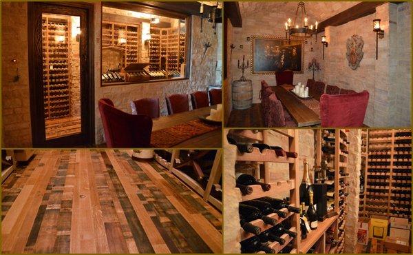 Bonita Springs Custom Wine Cellar and Wine Tasting Room from Reclaimed Wine Barrels