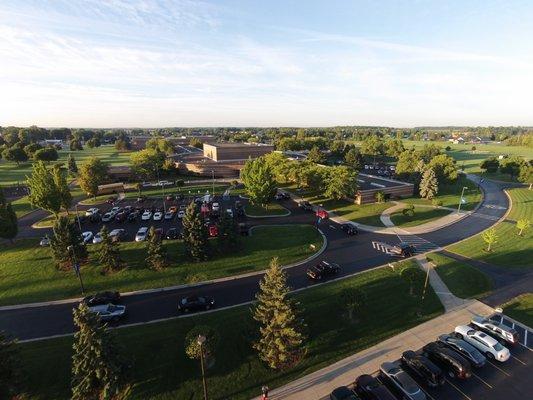 Aerial view of our elementary entrance.