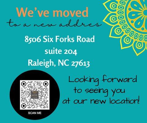 We have moved!!! We are now located in the first corner office between Anson Drive & Six Forks Rd.