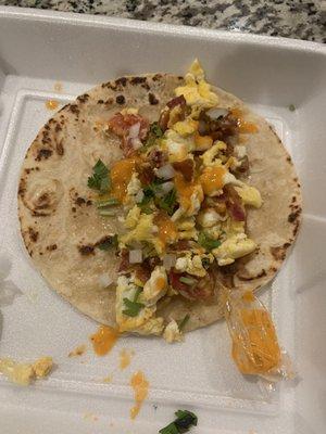 Bfast taco with bacon. Done well