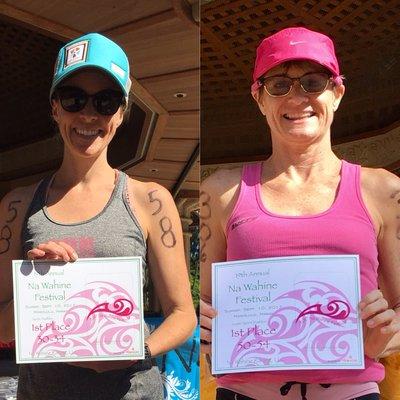 Jessica and Joda place 1st in their age divisions at Ana Wahine Tri 2018