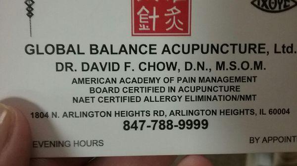 Dr. Chow's Business Card