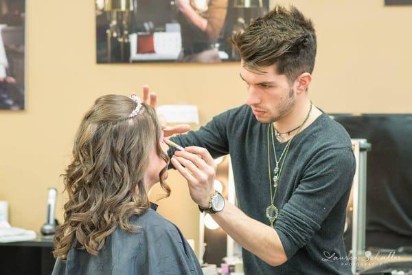 Stylist Max is a perfectionist when it comes to makeup for those special occasions.