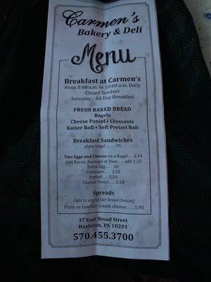 Menu cover