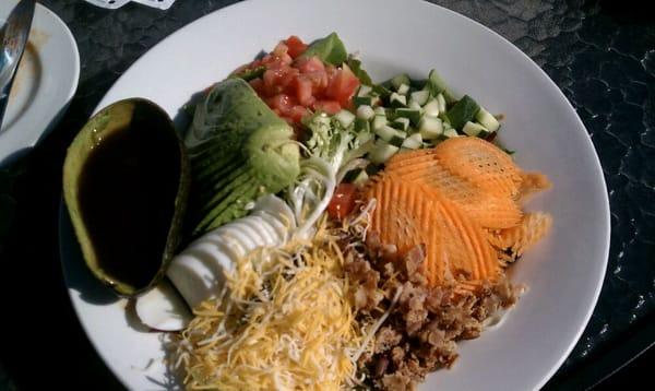 Cobb Salad with environmentally friendly dressing container