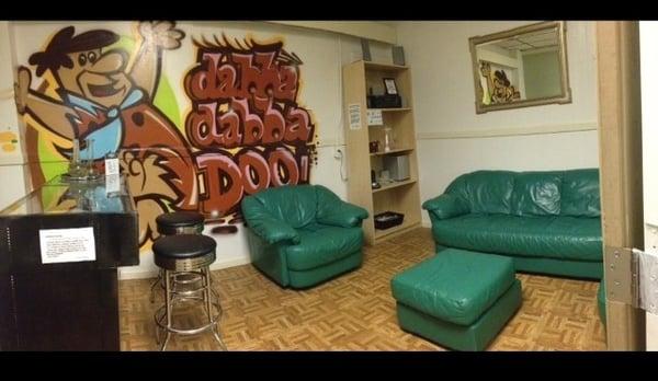 Our Yabba Dabba Doo Dab Bar/Medicine room.. come in and relax while you take your medicine