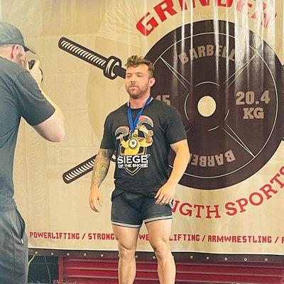 Owner Tyler Sellers, placing first in powerlifting. 07/31/2022