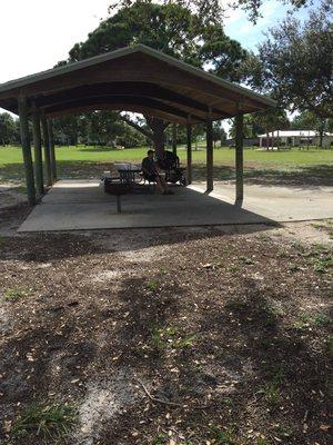 Picnic table with grill