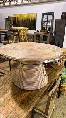 Rattan spiral coffee table