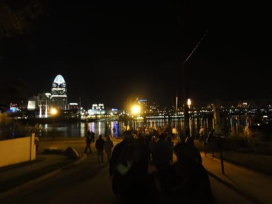 The tour travels along the riverfront