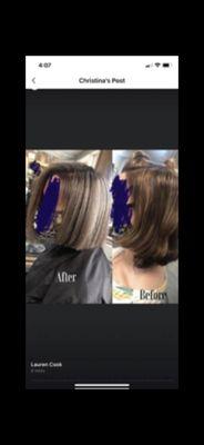 Pictures of my best friends horrible color and hair cut she got for $420 that Jennifer Goodwin refused to refund her.