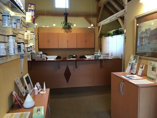 Entrance and receptionist desk at Advanced Health Solutions